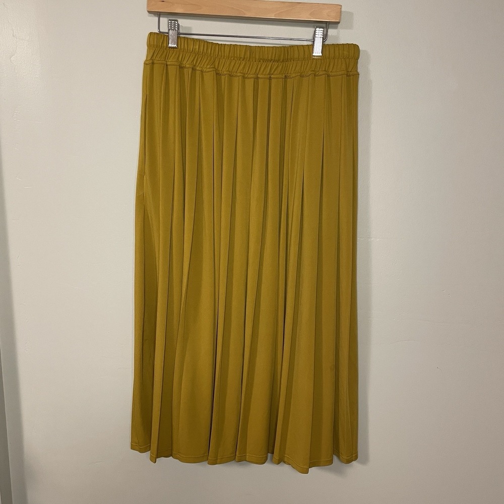 Reiss Ariella Fine Jersey Pleated Midi Skirt Mustard Size 10 Elegant Flowy - Picture 2 of 6